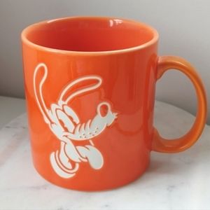 Pluto Coffee Cup Mug Double Side Etched Face Disney Store Orange White 1…